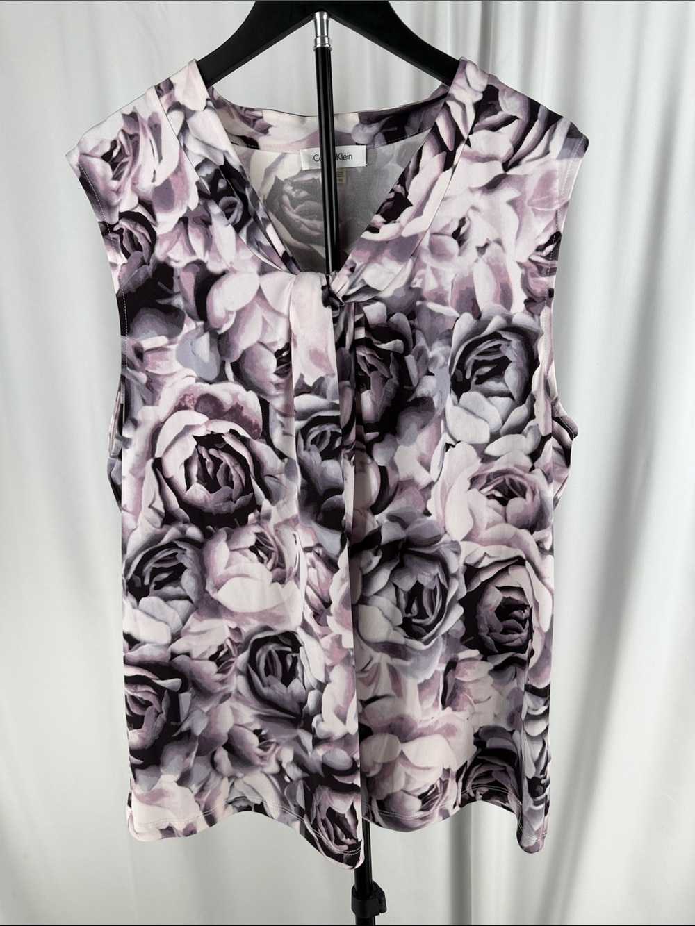 Calvin Klein Lavender and Black Floral Sleeveless Top